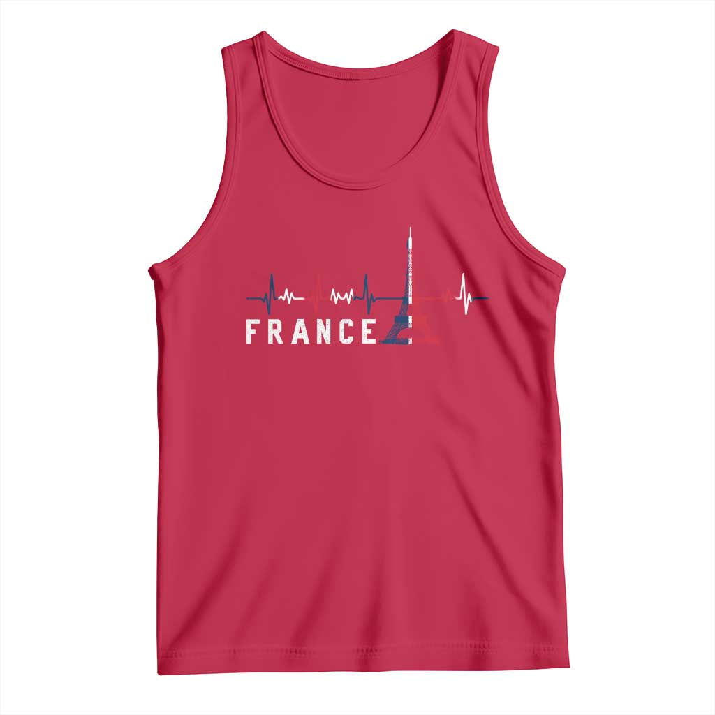 France Paris Heartbeat French Flag Eiffel Tower Souvenir Gift Tank Top TS14 Red Print Your Wear