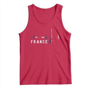France Paris Heartbeat French Flag Eiffel Tower Souvenir Gift Tank Top TS14 Red Print Your Wear