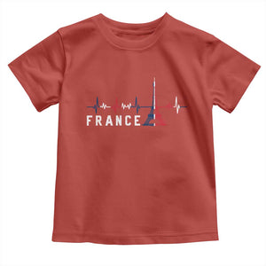 France Paris Heartbeat French Flag Eiffel Tower Souvenir Gift Toddler T Shirt TS14 Red Print Your Wear