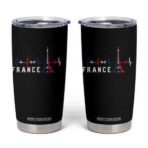 France Paris Heartbeat French Flag Eiffel Tower Souvenir Gift Tumbler Cup TS14 Black Print Your Wear
