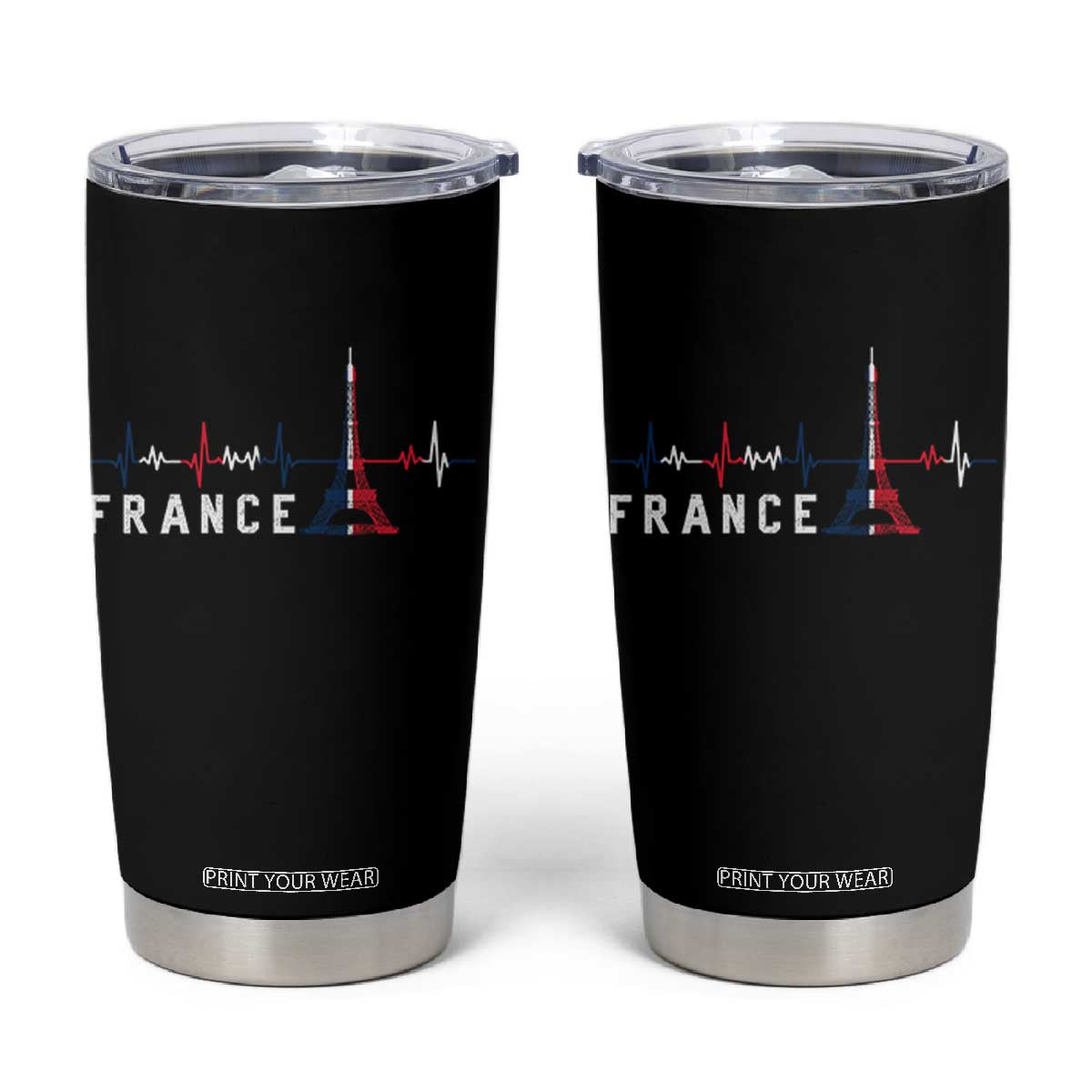 France Paris Heartbeat French Flag Eiffel Tower Souvenir Gift Tumbler Cup TS14 Black Print Your Wear
