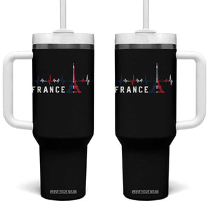 France Paris Heartbeat French Flag Eiffel Tower Souvenir Gift Tumbler With Handle TS14 One Size: 40 oz Black Print Your Wear