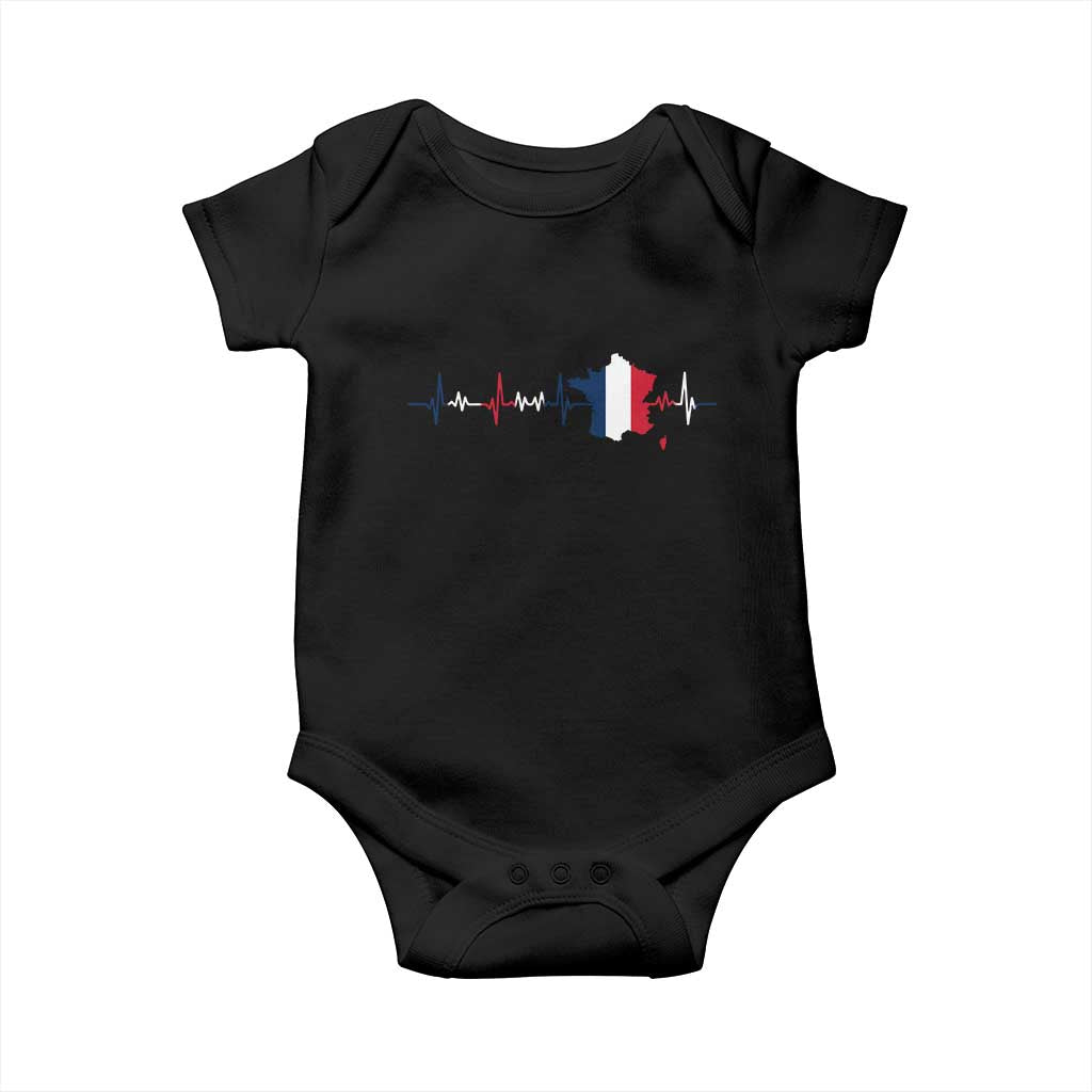 France Heartbeat EKG French Flag Map Baby Onesie TS14 Black Print Your Wear
