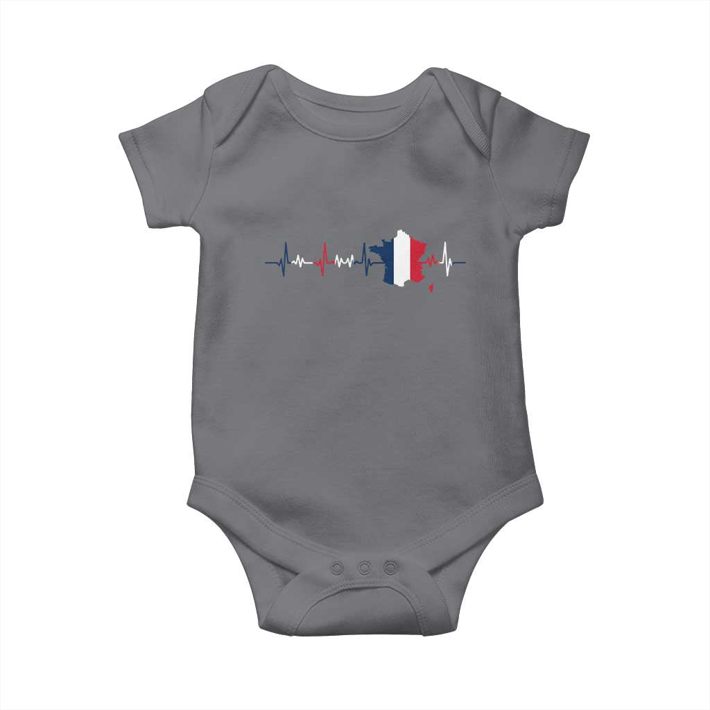France Heartbeat EKG French Flag Map Baby Onesie TS14 Charcoal Print Your Wear