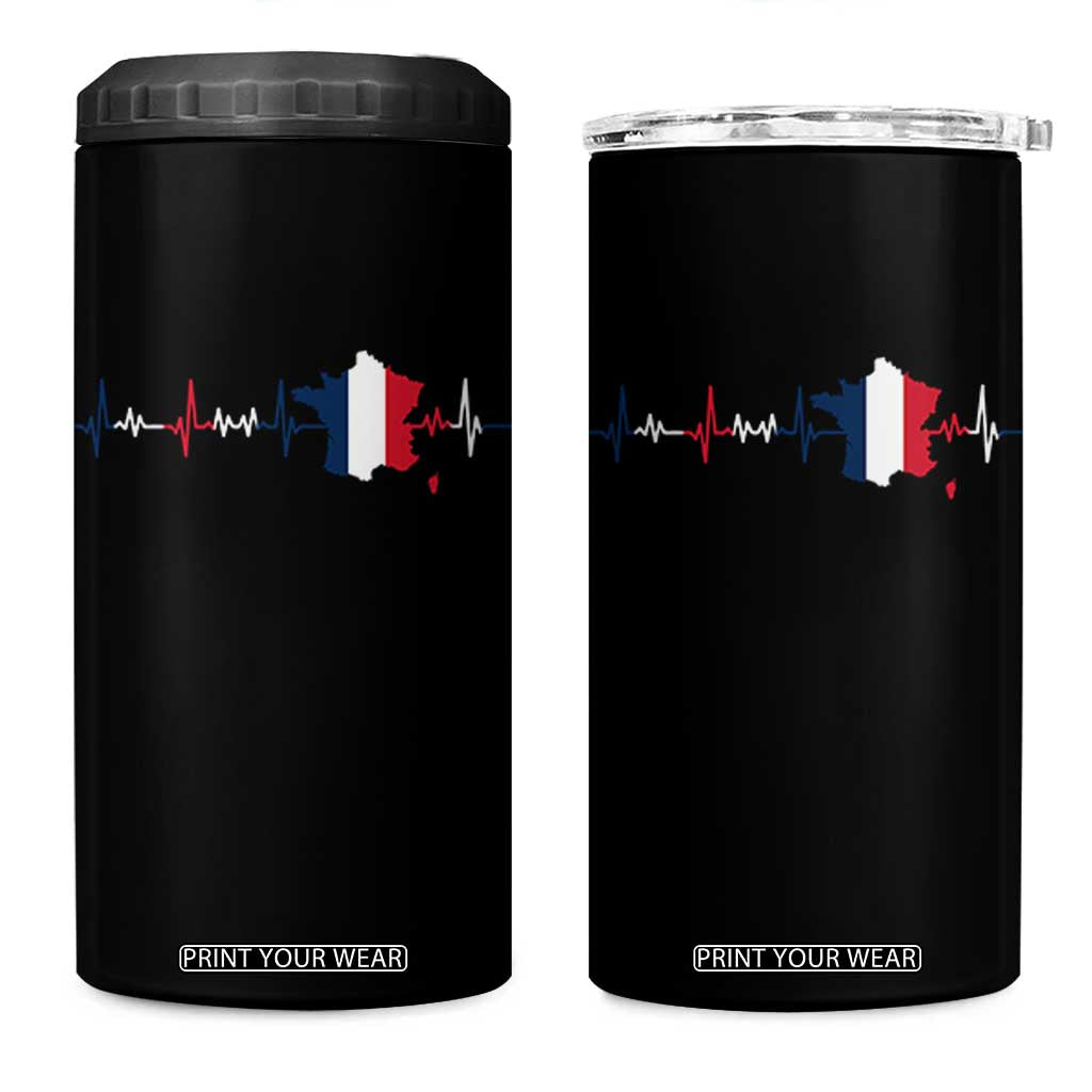 France Heartbeat EKG French Flag Map 4 in 1 Can Cooler Tumbler TS14 One Size: 16 oz Black Print Your Wear