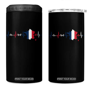 France Heartbeat EKG French Flag Map 4 in 1 Can Cooler Tumbler TS14 One Size: 16 oz Black Print Your Wear