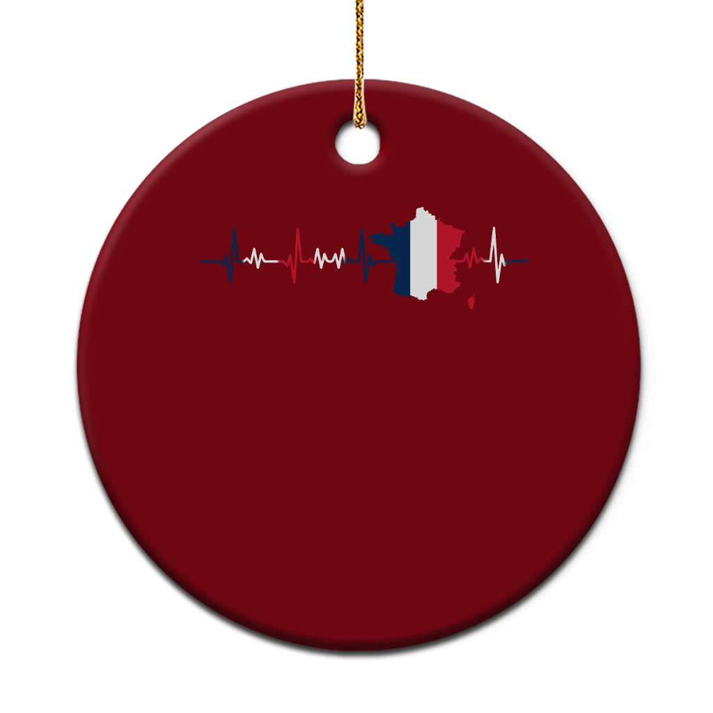 France Heartbeat EKG French Flag Map Ceramic Ornament TS14 1pc Red Print Your Wear
