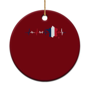 France Heartbeat EKG French Flag Map Ceramic Ornament TS14 1pc Red Print Your Wear
