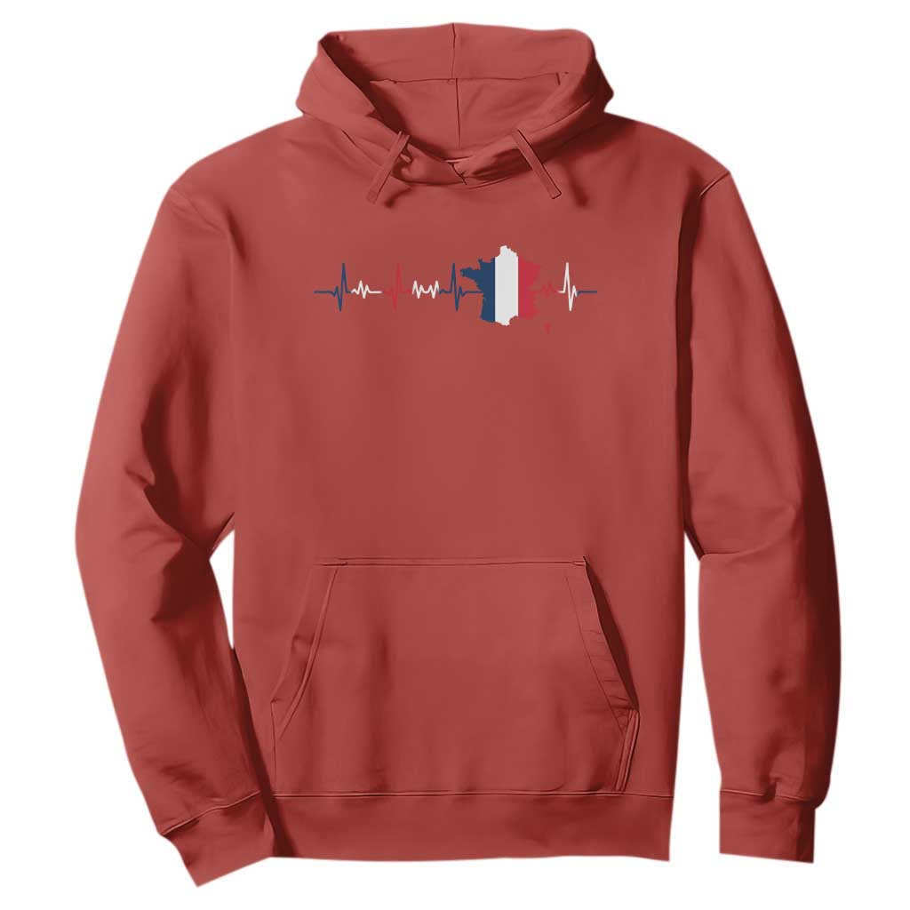France Heartbeat EKG French Flag Map Hoodie TS14 S Red Print Your Wear