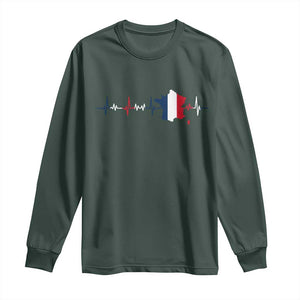 France Heartbeat EKG French Flag Map Long Sleeve Shirt TS14 Dark Forest Green Print Your Wear