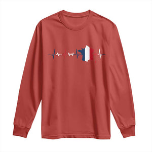 France Heartbeat EKG French Flag Map Long Sleeve Shirt TS14 S Red Print Your Wear