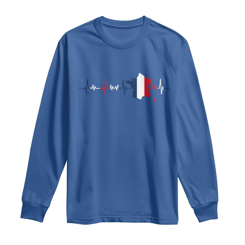 France Heartbeat EKG French Flag Map Long Sleeve Shirt TS14 Royal Blue Print Your Wear