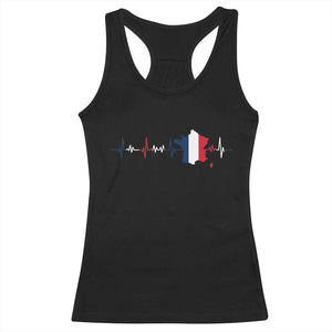 France Heartbeat EKG French Flag Map Racerback Tank Top TS14 Black Print Your Wear