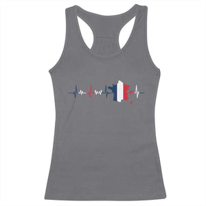 France Heartbeat EKG French Flag Map Racerback Tank Top TS14 Charcoal Print Your Wear