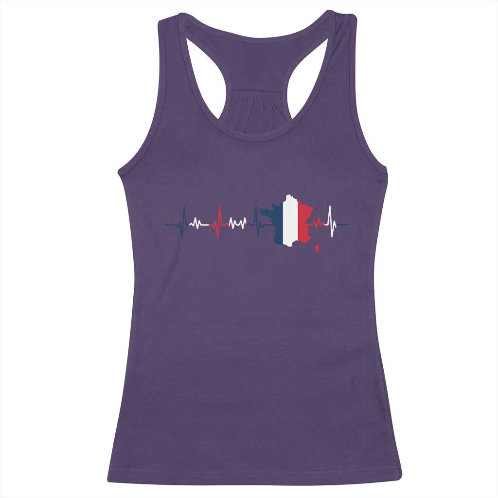 France Heartbeat EKG French Flag Map Racerback Tank Top TS14 Purple Print Your Wear