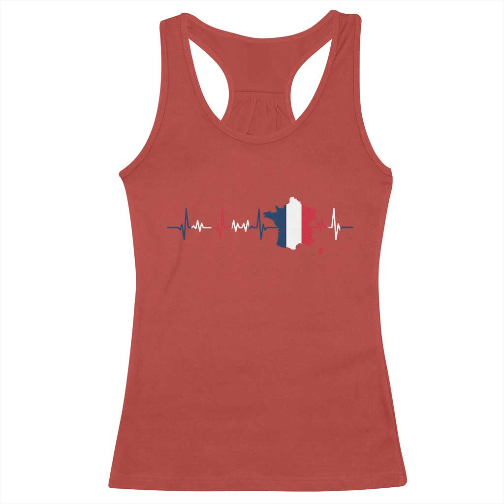 France Heartbeat EKG French Flag Map Racerback Tank Top TS14 Red Print Your Wear