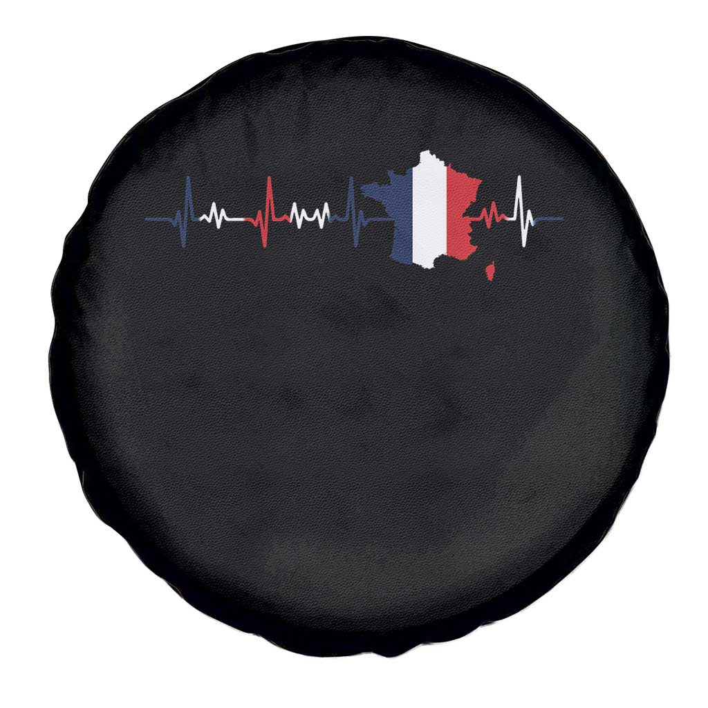 France Heartbeat EKG French Flag Map Spare Tire Cover TS14 Print Your Wear