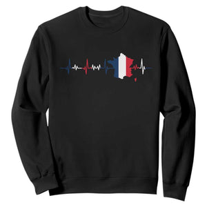 France Heartbeat EKG French Flag Map Sweatshirt TS14 Black Print Your Wear
