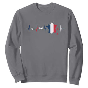 France Heartbeat EKG French Flag Map Sweatshirt TS14 Charcoal Print Your Wear