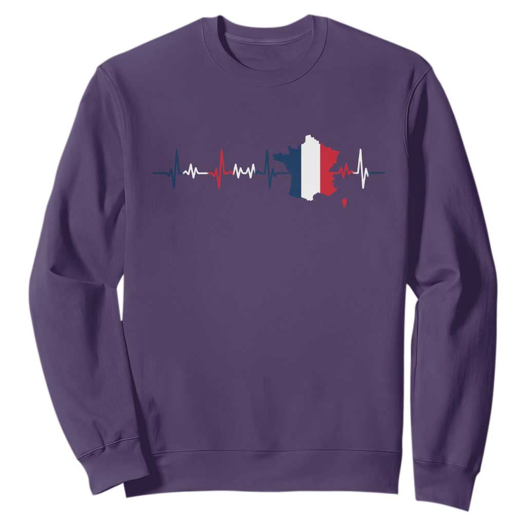 France Heartbeat EKG French Flag Map Sweatshirt TS14 Purple Print Your Wear