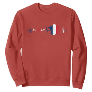 France Heartbeat EKG French Flag Map Sweatshirt TS14 S Red Print Your Wear