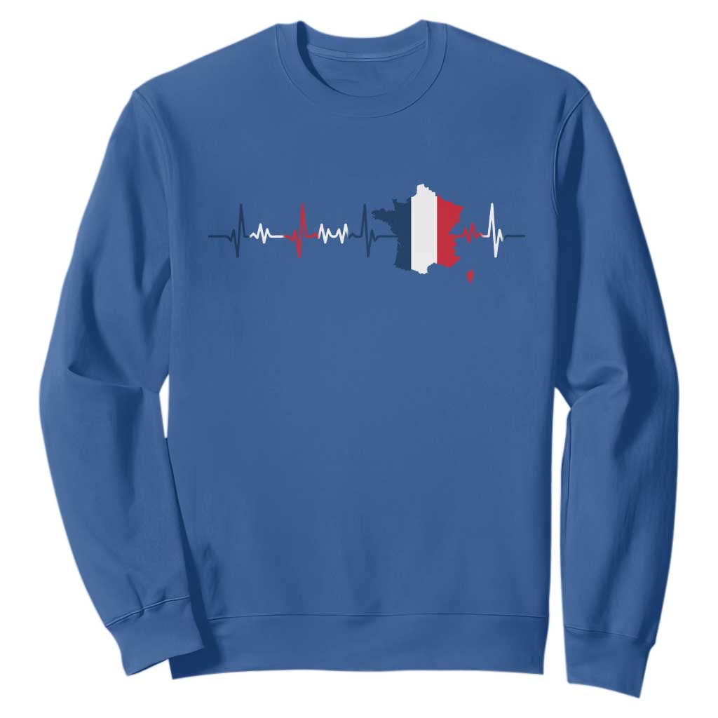 France Heartbeat EKG French Flag Map Sweatshirt TS14 Royal Blue Print Your Wear