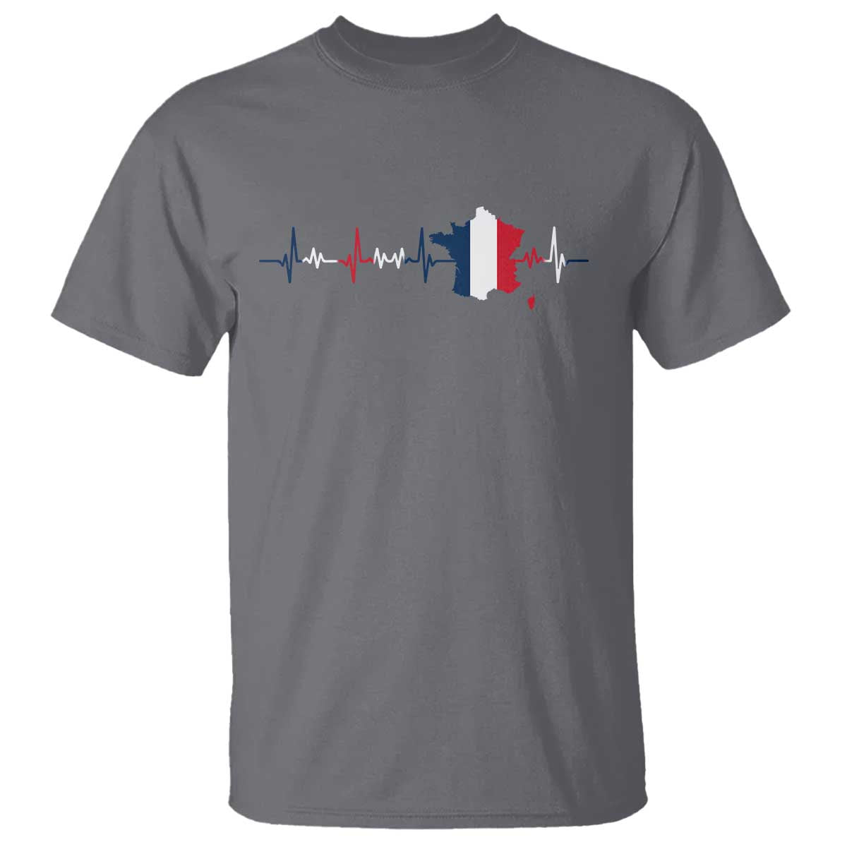 France Heartbeat EKG French Flag Map T Shirt TS14 Charcoal Print Your Wear