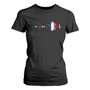 France Heartbeat EKG French Flag Map T Shirt For Women TS14 Black Print Your Wear