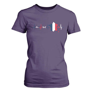 France Heartbeat EKG French Flag Map T Shirt For Women TS14 Purple Print Your Wear