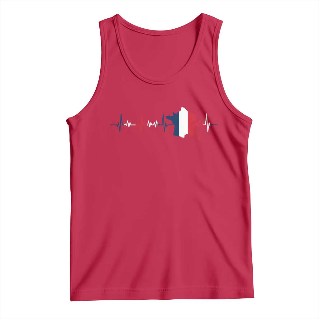 France Heartbeat EKG French Flag Map Tank Top TS14 Red Print Your Wear