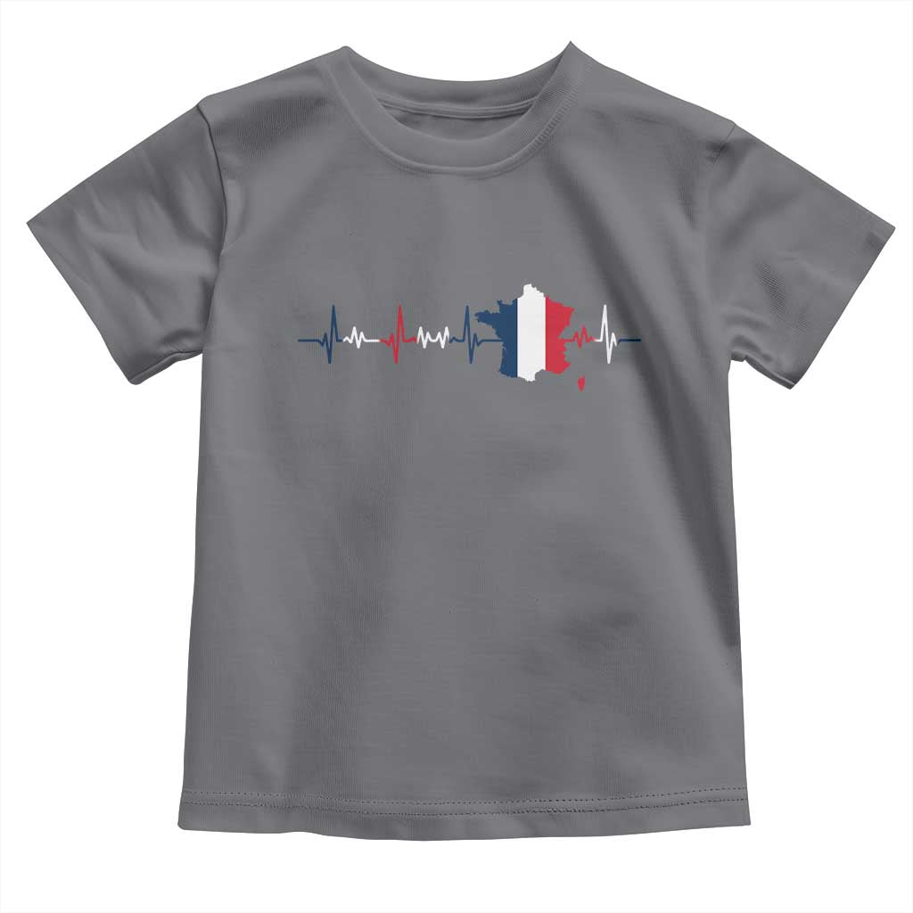France Heartbeat EKG French Flag Map Toddler T Shirt TS14 Charcoal Print Your Wear