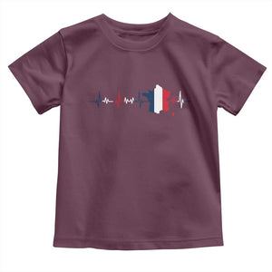 France Heartbeat EKG French Flag Map Toddler T Shirt TS14 Maroon Print Your Wear
