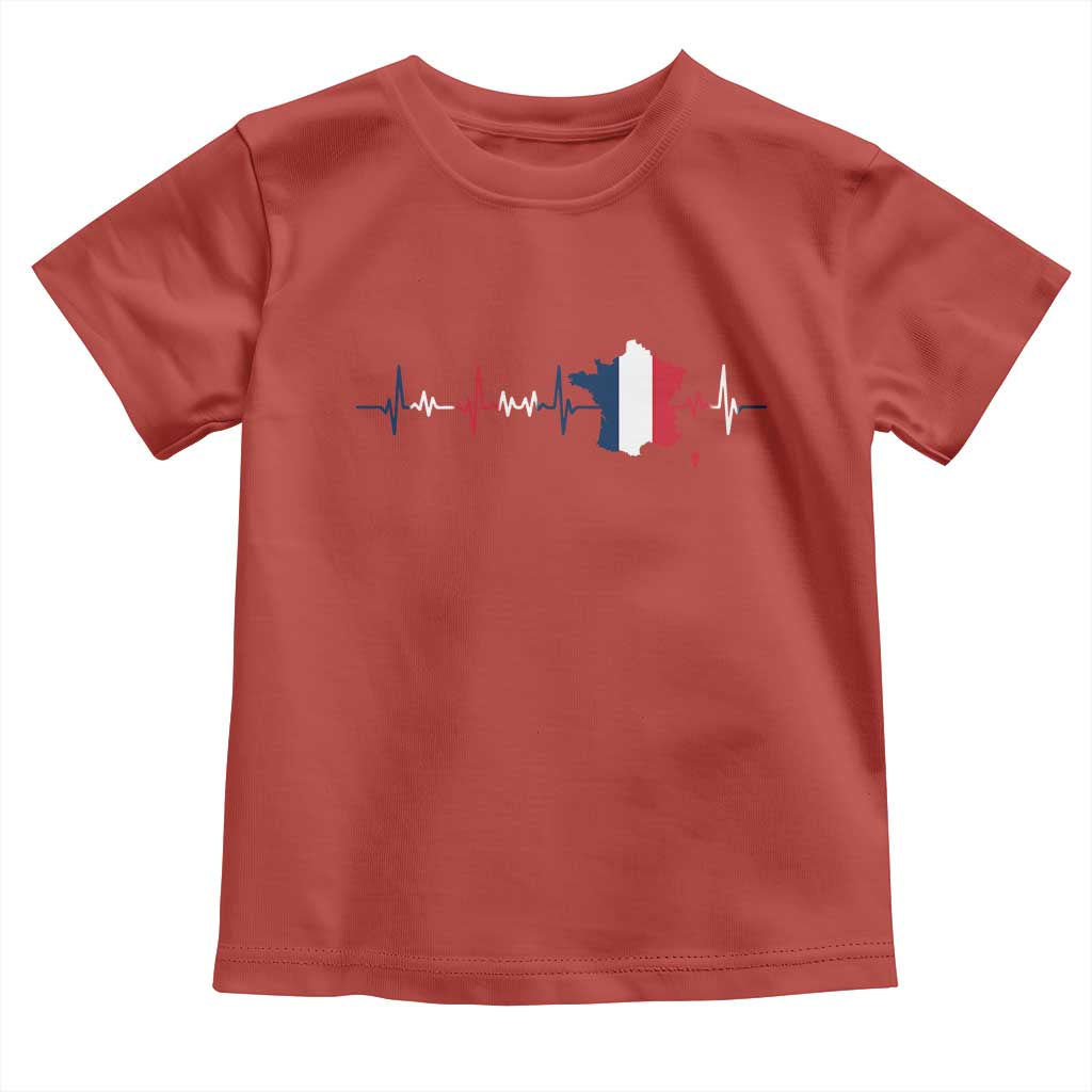 France Heartbeat EKG French Flag Map Toddler T Shirt TS14 Red Print Your Wear
