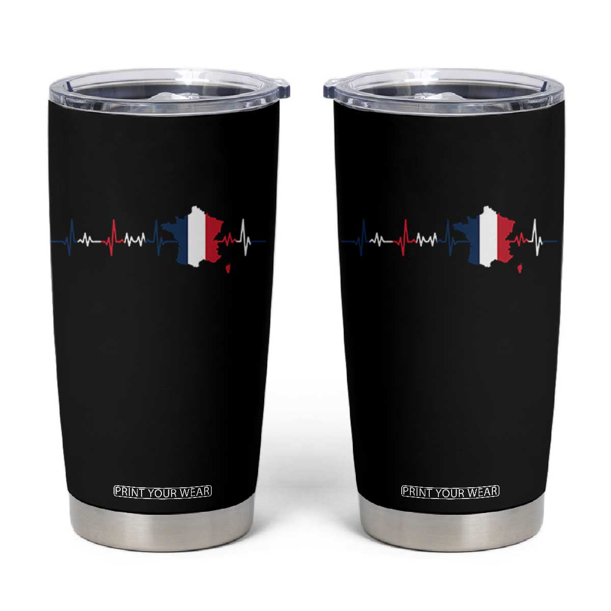 France Heartbeat EKG French Flag Map Tumbler Cup TS14 Black Print Your Wear