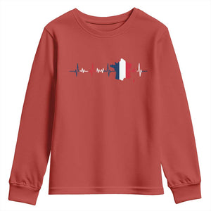 France Heartbeat EKG French Flag Map Youth Sweatshirt TS14 Red Print Your Wear