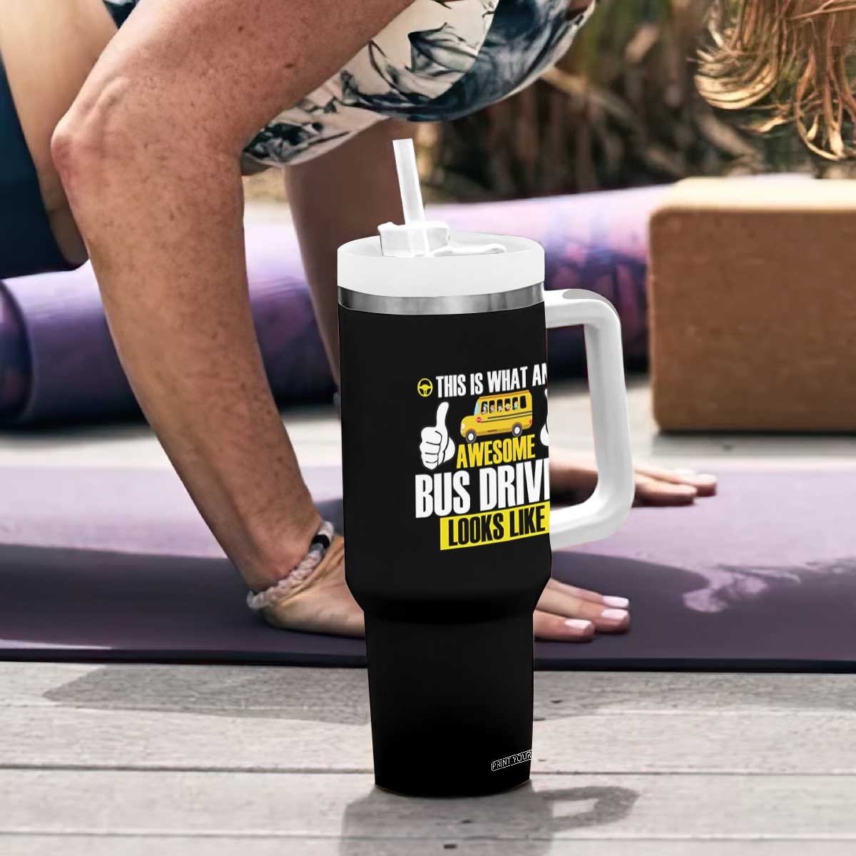 Funny School Bus Driver Tumbler With Handle This Is What An Awesome Bus Driver Looks Like TS14 Print Your Wear
