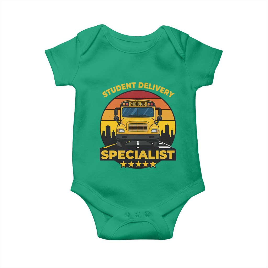 School Bus Driver Baby Onesie Student Delivery Specialist TS14 Irish Green Print Your Wear