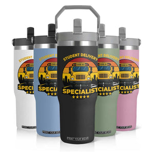 School Bus Driver Flip Straw Tumbler Student Delivery Specialist TS14 Print Your Wear