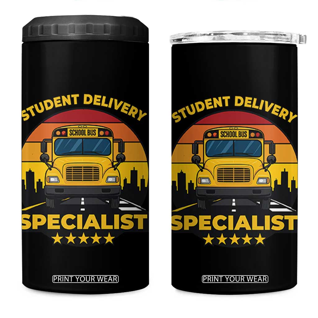 School Bus Driver 4 in 1 Can Cooler Tumbler Student Delivery Specialist TS14 One Size: 16 oz Black Print Your Wear