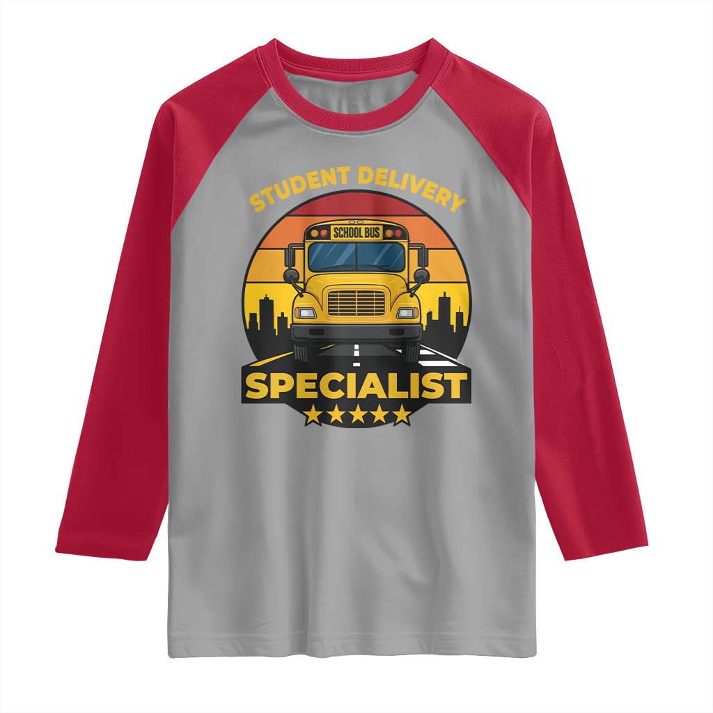 School Bus Driver Raglan Shirt Student Delivery Specialist TS14 Sport Gray Red Print Your Wear