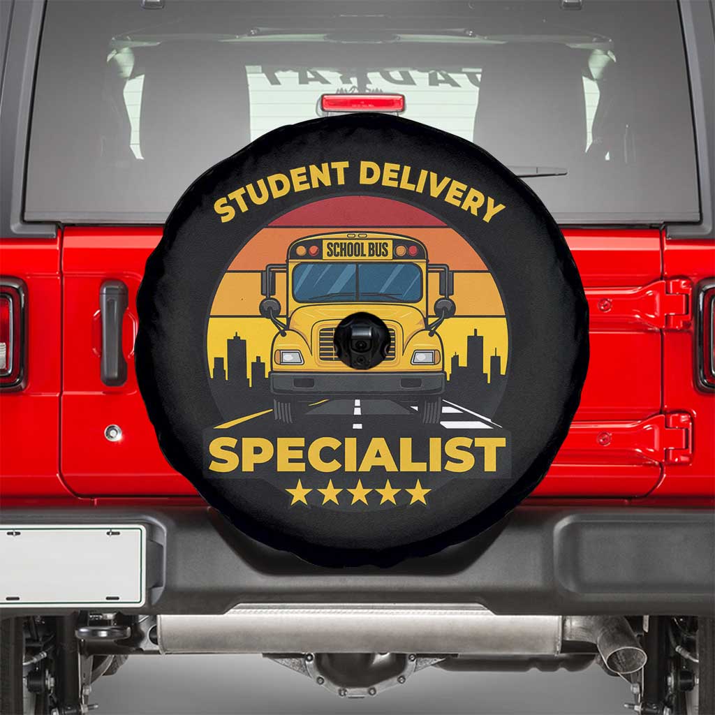 School Bus Driver Spare Tire Cover Student Delivery Specialist TS14 Black Print Your Wear