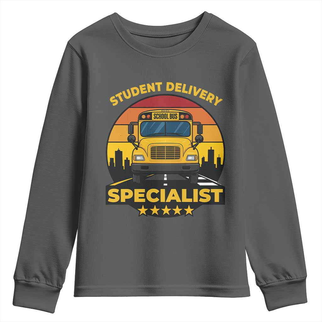 School Bus Driver Youth Sweatshirt Student Delivery Specialist TS14 Dark Heather Print Your Wear