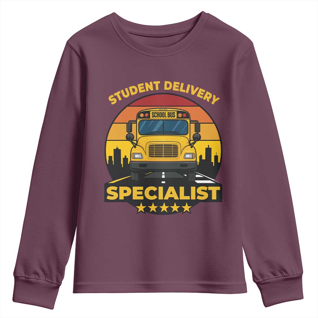 School Bus Driver Youth Sweatshirt Student Delivery Specialist TS14 Maroon Print Your Wear