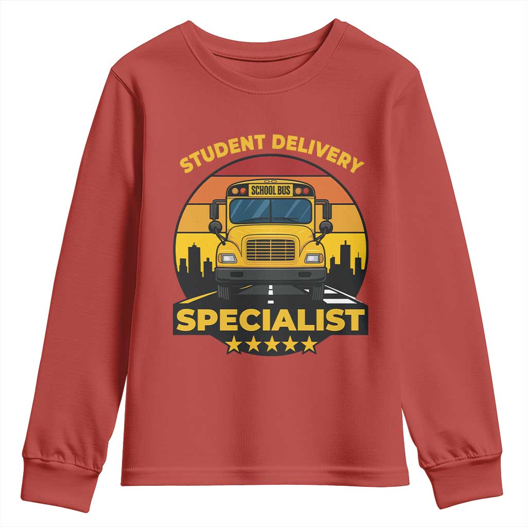 School Bus Driver Youth Sweatshirt Student Delivery Specialist TS14 Red Print Your Wear