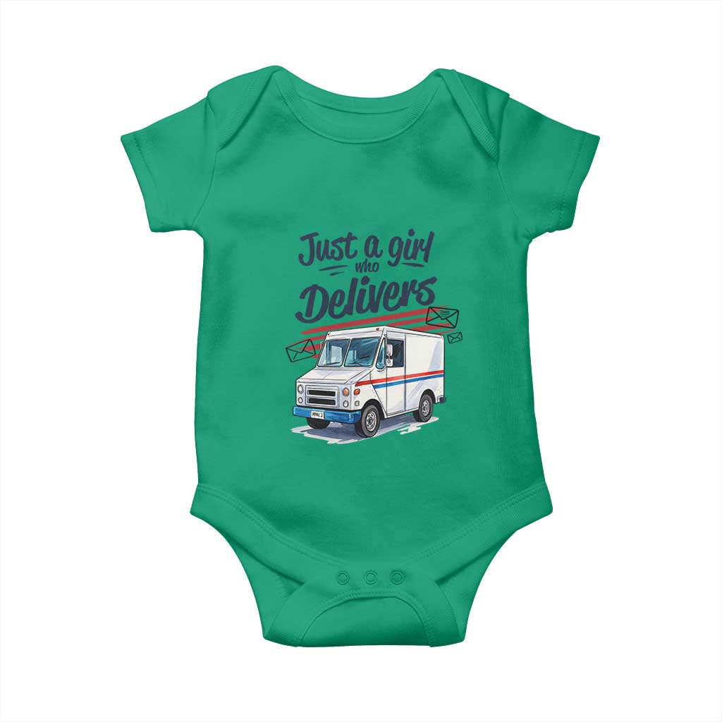 Funny Postal Worker Baby Onesie Just A Girl Who Delivers TS14 Irish Green Print Your Wear