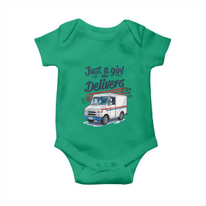 Funny Postal Worker Baby Onesie Just A Girl Who Delivers TS14 Irish Green Print Your Wear
