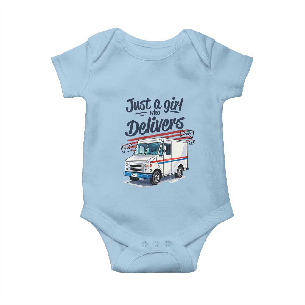 Funny Postal Worker Baby Onesie Just A Girl Who Delivers TS14 Light Blue Print Your Wear