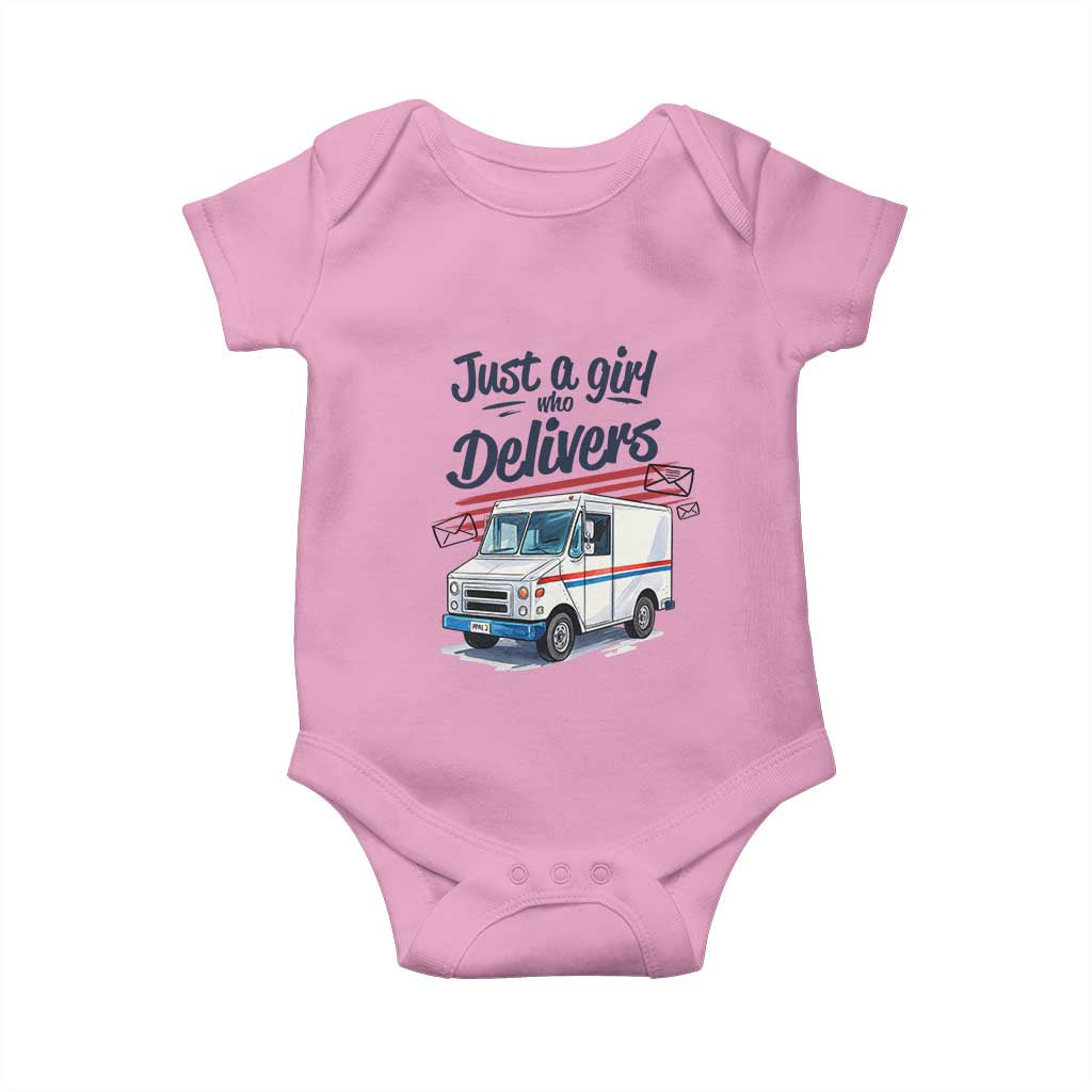 Funny Postal Worker Baby Onesie Just A Girl Who Delivers TS14 Light Pink Print Your Wear