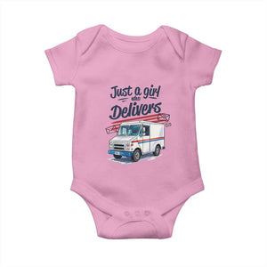Funny Postal Worker Baby Onesie Just A Girl Who Delivers TS14 Light Pink Print Your Wear