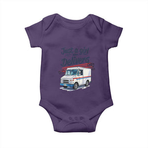Funny Postal Worker Baby Onesie Just A Girl Who Delivers TS14 Purple Print Your Wear